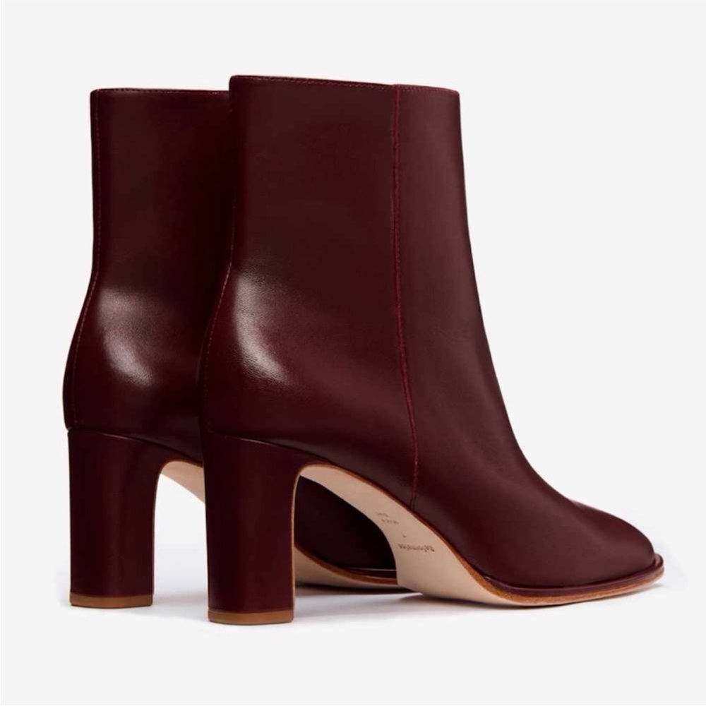 Reformation Gillian Burgundy Leather Ankle Boots - Picture 3 of 15